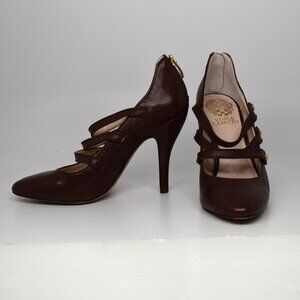 Vince Camuto Dark Red/Mahogany Strappy 4" Heels With Back Zipper Sz 6 Like New!